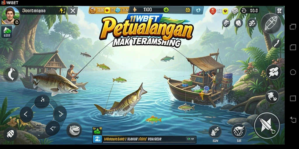 Tampilan gameplay <strong>11WBET</strong> yang menampilkan pengalaman memancing seru.