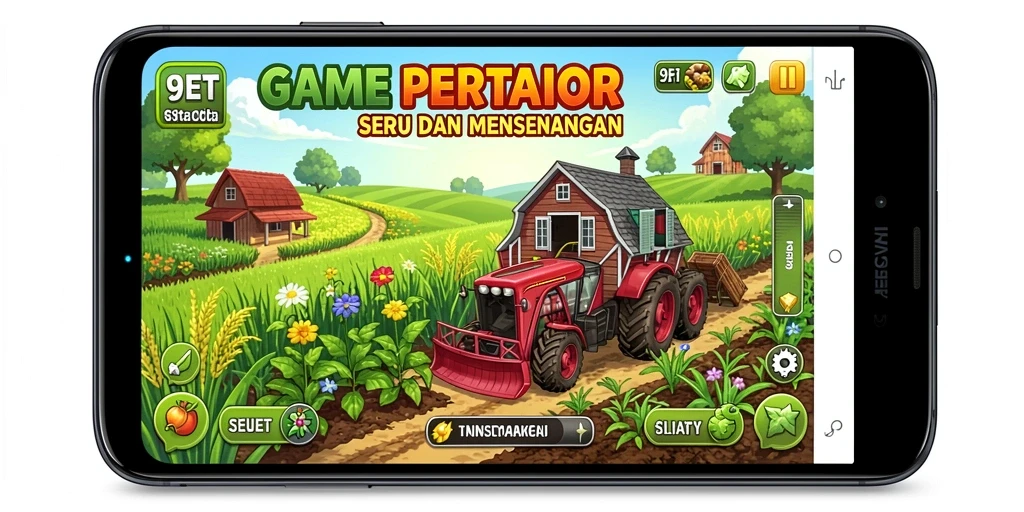 Screenshot utama 9ET menampilkan gameplay bertani yang menarik.