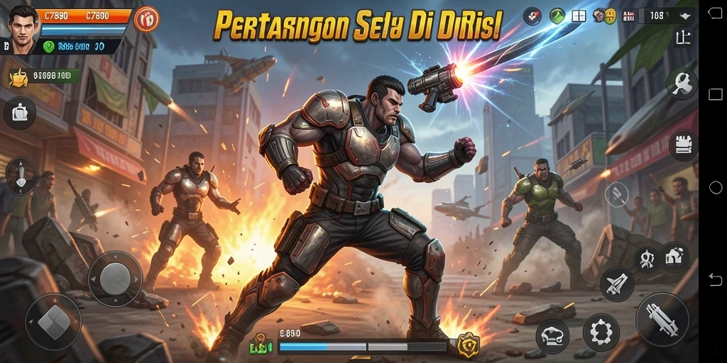 Tangkapan layar C7890 menampilkan aksi seru para karakter dalam pertempuran.