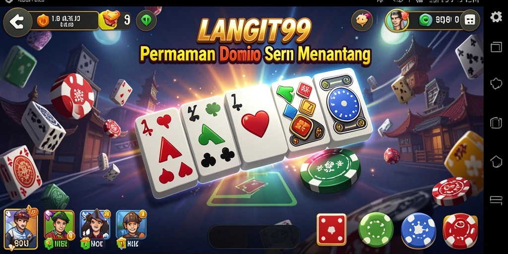 Tampilan seru dari gameplay Domino LANGIT99.