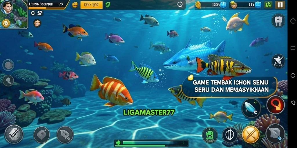 Tangkapan ikan seru dalam LIGAMASTER77 dengan grafis memukau.