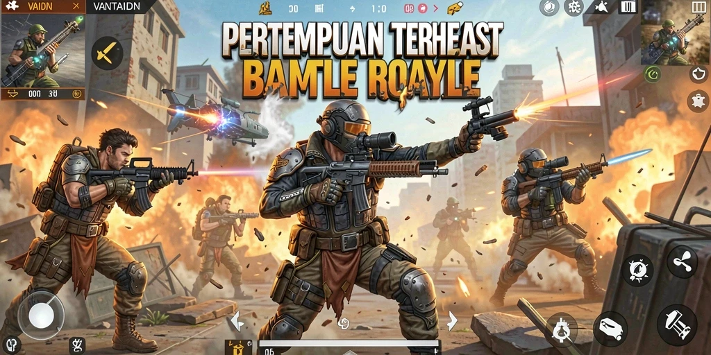 Screenshot gameplay <strong>VANTAIDN</strong> menampilkan pertempuran seru di arena Battle Royale.