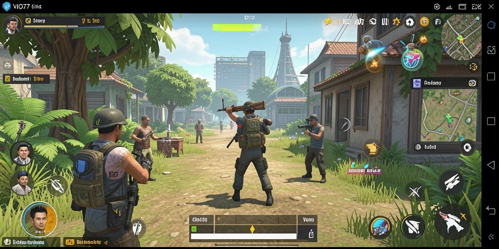 Tampilan gameplay menarik dari VIO77 dengan karakter yang berinteraksi.